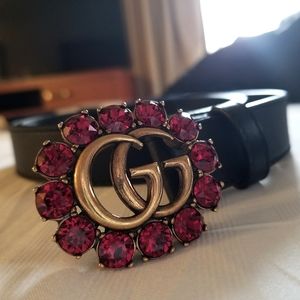 Gucci crystal buckle belt